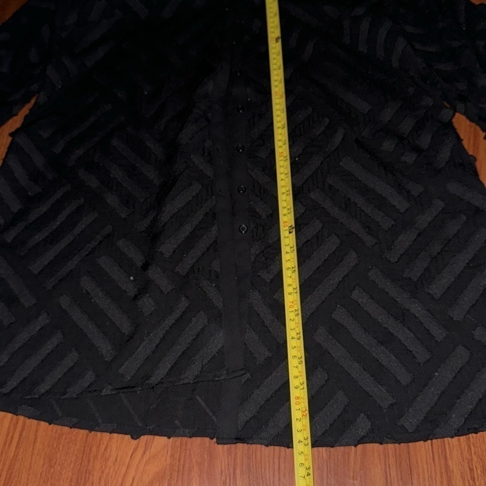 Alfani black tunic dress button up shirt long sleeve zig zag design black M - Picture 5 of 7